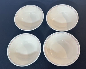 4 Corning CORELLE ~ ENGLISH BREAKFAST CEREAL BOWLS 6.25" Blue Pink Bands EUC - Picture 1 of 7