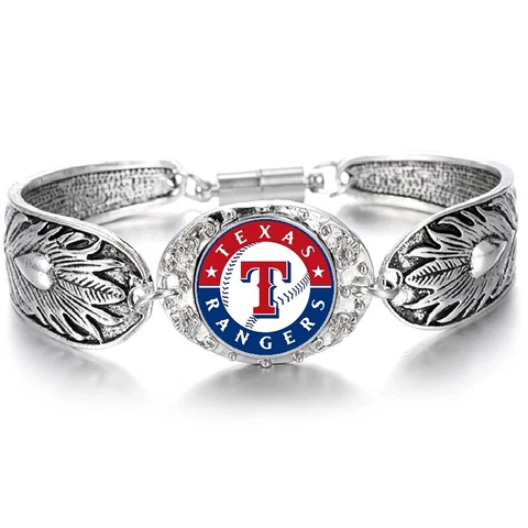 Texas Rangers Women's Sterling Silver Bracelet Baseball w Gift Pkg D3 Cover