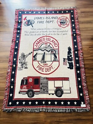 Manta de tapiz James Island Fire Dept EE. UU. Jacquard 72,5”x46,5” bombero Foto 1 de 4