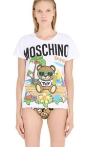 Moschino Swim Women's T-Shirt XS S M L Teddy Bear Toy Tropical Palm Beach Love - Picture 1 of 4