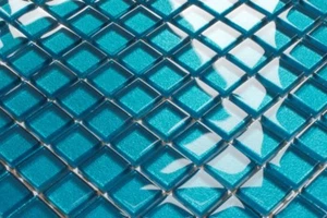 LUXUS Glasmosaikfliesen BLAU HIMMELBLAU metallik EFFEKT glänzend 8mm KRISTALL - Bild 1 von 3