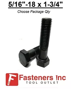 5/16-18 x 1-3/4" Hex Bolt Plain Steel Grade 5 Cap Screw (Choose Qty) - Picture 1 of 1