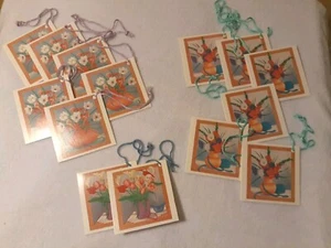 Set Of 14 Vintage, Art Deco Gift/Present Tags, Floral Ephemera - Bild 1 von 6