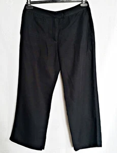 ITALY-ARMANI JEANS SOLID BLACK LINEN BLEND WOMEN`S 7/8 PANTS:US 8/ EU 36/IT 42 - Picture 1 of 8