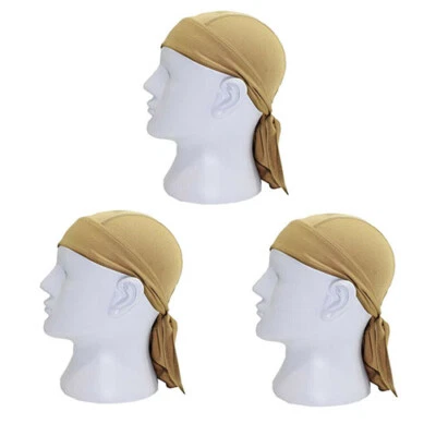 3 Pack Skull Cap Motorcycle Head Wrap Tie Durag Du-rag Beanie Cycling Bandana - Image 1 of 4