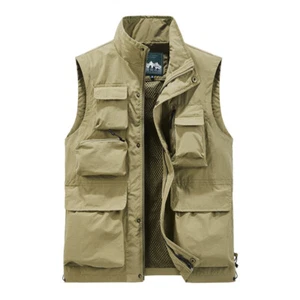 Gilet da uomo giubbotto in vita utility gilet da pesca multitasca abbigliamento sportivo da lavoro pesca pescatore - Foto 1 di 24
