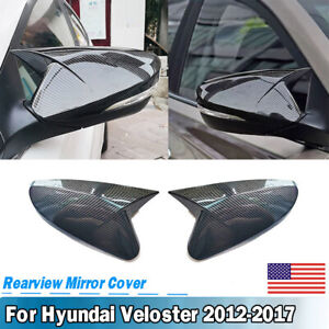 For Hyundai Veloster 1.6L 2012-17 Carbon Fiber Style Rearview Mirror Cover Caps