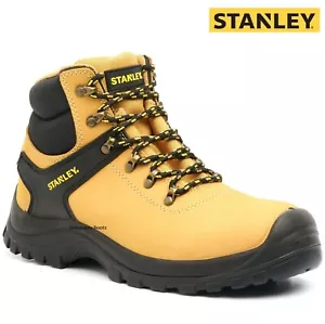 MENS STANLEY LEATHER SAFETY BOOTS STEEL TOE CAP HIKER SHOES WORK TRAINER SIZE UK - Picture 1 of 2