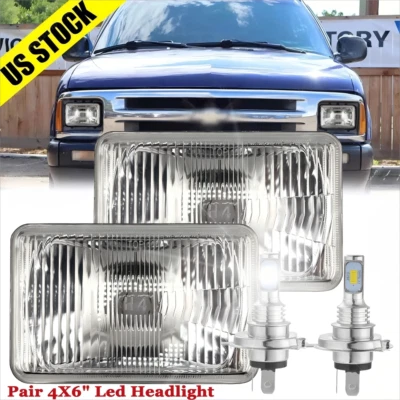 Faros LED 4x6 negros de haz alto/bajo 2 piezas para Chevy S10 Blazer 1994 1995 1996 1997 Foto 1 de 4