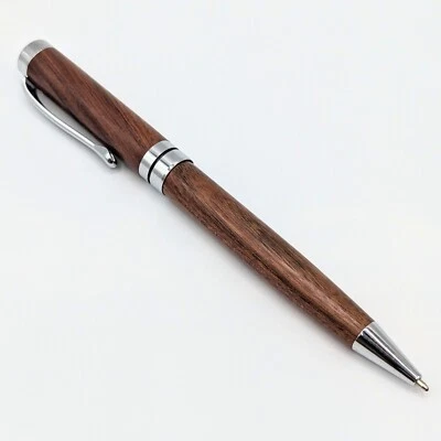 Luxury Wood Ballpoint Pen Rosewood Silver Twist - Office Gift Dad Executive - image 1 of 4