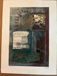 Original Mixed Media Collage “Camelot I ” On Acid Free Paper By Linda 22 X 30 - Picture 1 of 13