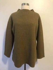 NEW EILEEN FISHER BUTTERNUT FUNNEL NECK WOOL BOX-TOP XXS $298 - Picture 1 of 7