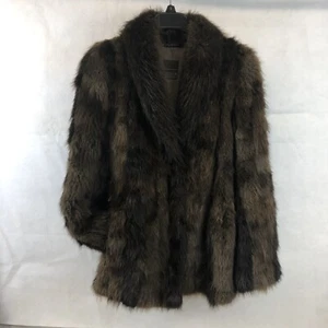 VTG Evans Collection Sz 12 M Beaver Fur Coat Med Hip Length Jacket Lined Brown - Picture 1 of 11