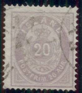 ICELAND #13a (14a) 20aur PALE VIOLET, scarce, used, VF, Scott $500.00 - Picture 1 of 1