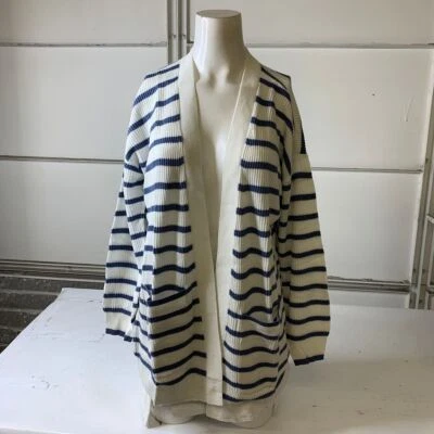 Cárdigan a Rayas Luna Mezcla de Cash Espléndido Para Mujer Talla S Cerúleo/Blanco Foto 1 de 4