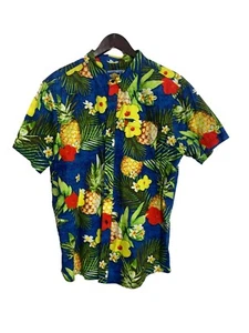 Empyre Surplus Co Mens Hawaiian Shirt Size Large Blue Green Pineapples Floral - Picture 1 of 6
