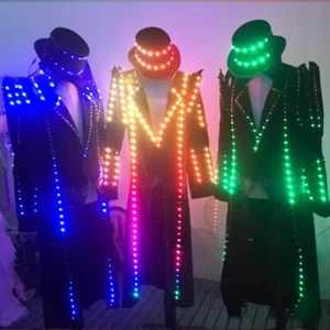 Full Color LED Lights Suit Costume Clothes NIght Club DJ Dance Performance Dress - Picture 1 of 13