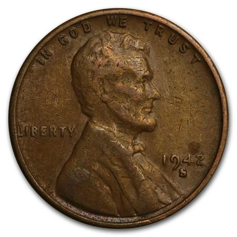 1942 S - Lincoln Wheat Penny - G/VG Cover