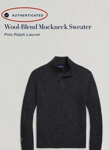 Polo Ralph Lauren Authentic Wool Blend MockNeck Speckle Blck Sweater NWT MEN Med - Picture 1 of 14