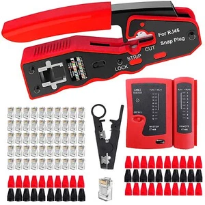 MAYLINEE Kit d'outils réseau RJ45 pour RJ11/RJ12 Cat5/Cat6 CAT7 Kit de sertis... - Picture 1 of 7