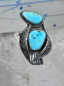 Anillo Pájaro Navajo Turquesa Vintage Talla 6.25 Plata de Ley Mujer - Imagen 1 de 12