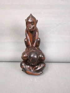 Vintage geschnitzte Tiger Holz (Zorrowood) Affe/Schimpanse Statue Figur - auffällig verspielt - Bild 1 von 10