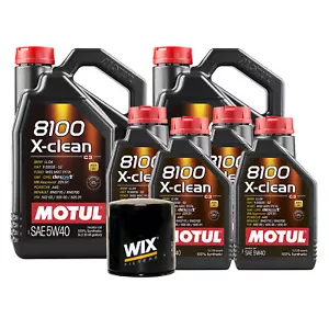 14L Motul 8100 X-CLEAN 5W40 Wix Filter Motor Oil Change Kit API SN - Picture 1 of 1
