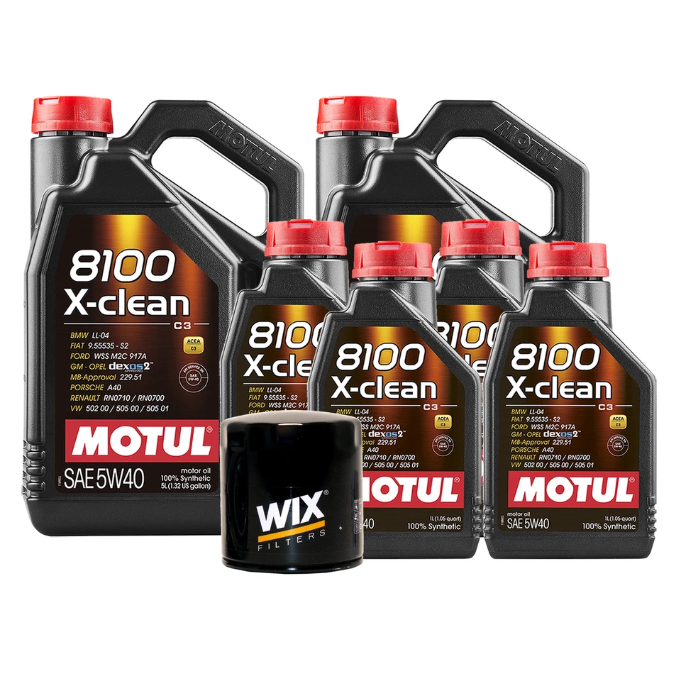 Kit de cambio de aceite de motor filtro Wix 14L Motul 8100 X-CLEAN 5W40 API SN Foto 1 de 1