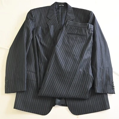 Carlo Scotti 44R 34x32 Azul Marino Rayas Super 120s Hecho en Italia Chaqueta Pantalones Traje Foto 1 de 4