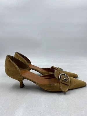 Prada Brown Suede Kitten Heels W 7 - Image 1 of 4