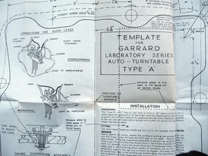 GARRARD TYPE A MOUNTING TEMPLATE Transcription Turntable Plinth Base Pedestal - Picture 1 of 2