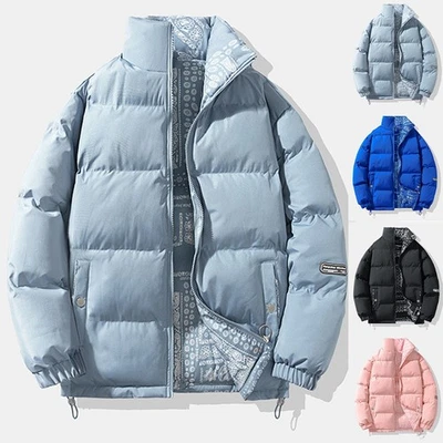 Casual Mens Loose Fit Thickened Jacket Double Sided Wearing Parkas Coat - Image 1 of 4