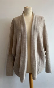 Moderne Rarität offene Strickjacke Damen klein Wollmischung beige haferflocken Fledermaus - Bild 1 von 7