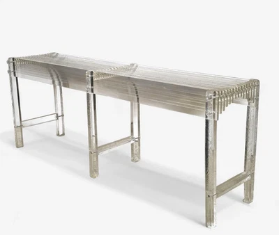 Hermosa Mesa Consola Charles Holis Jones Estilo Lucite Serie Hoja 72" de Largo Foto 1 de 4