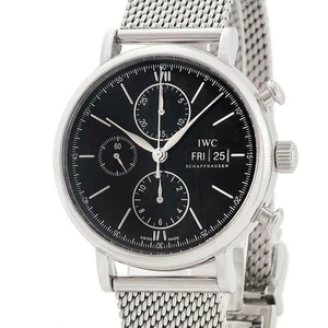 IWC Portofino Chronograph IW391010 Black Bar Automatic Mens Watch Used HOUB-0 - Picture 1 of 6