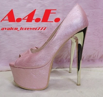 Розовые и серебристые каблуки на платформе с открытым носком без указания бренда.  Размер 10,5 женщин мужской 9 - Изображение 1 из 4