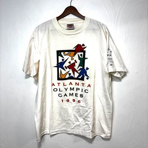 Vintage Atlanta Olympic Games 1996 T-Shirt Graphic Tee 90s Oneita White Tee L - Picture 1 of 6