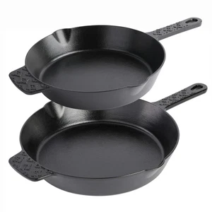 Spice by Tia Mowry Savory Saffron Pre-seasoned 2 Piece Cast Iron Skillet Set - Picture 1 of 6