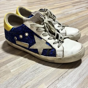 Golden Goose Superstar White Blue Glitter Women US 7 EU 37 Sneakers Shoes - Picture 1 of 15