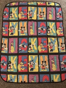 VTG 80s/90s Mickey Mouse Pluto Disney Baby Quilted Blanket Black 53x41” - Picture 1 of 6