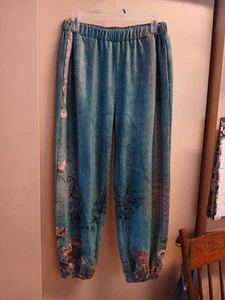 Damen Jogginghose Mehrfarbig Blumenmuster Polyester Elasthan Elastischer Bund Gr. L - Bild 1 von 7