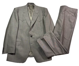 vintage mens taupe brown Dallas Western Apparel 2pc Pant Suit bootcut 46R - Picture 1 of 21