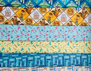 Disney Toy Story Buzz Lightyear Woody Cotton Fabric Nursery Fabric Novelty - Picture 1 of 24