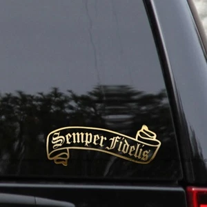 Semper Fidelis US Marines Banner Vinyl Decal Sticker - Picture 1 of 2