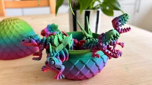 Flexi Dino Skeleton Egg Bundle β Articulated 3D Printed Dinosaur Toys with Egg - Picture 1 of 5