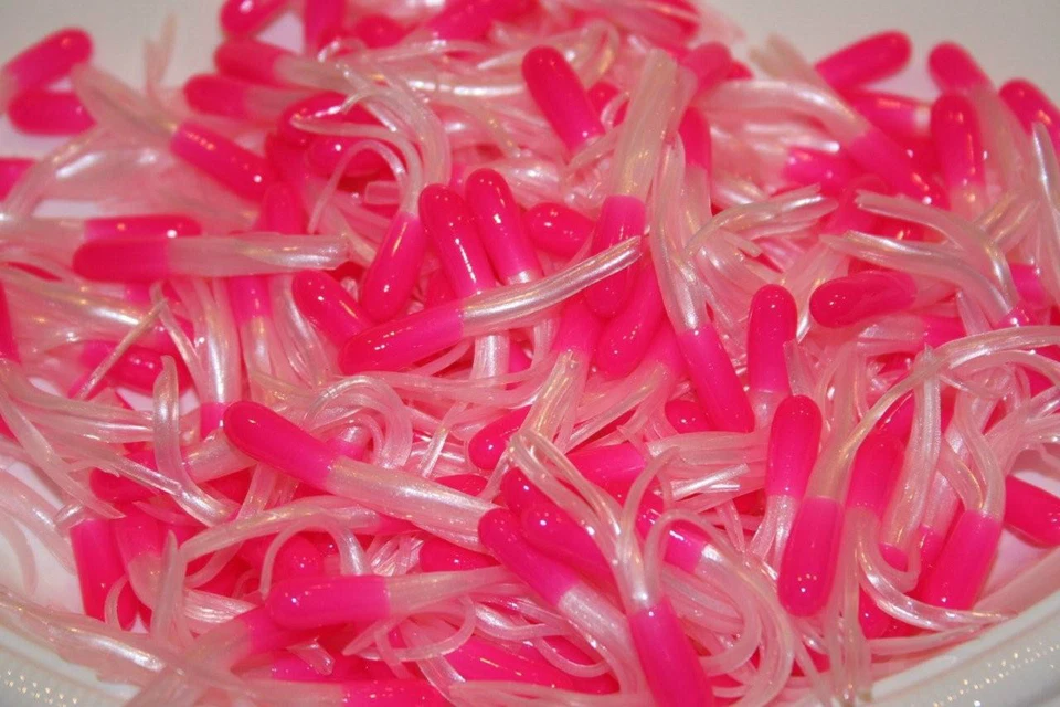 40 pk 1.5" Pink / White Crappie Fishing Tube Jig Skirts Bluegill Perch Trout