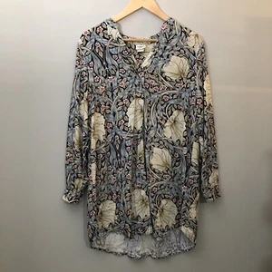 Morris & Co x H&M Tunic Top Womens EU 36 UK 8 Blue Floral Cottagecore Shirt - Picture 1 of 13