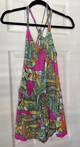 Trina Turk Medium Peruvian Psychedelic Geo Romper Swim Wear 1 Piece - Picture 1 of 7