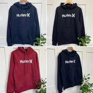 HURLEY Mens Graphic Hoodie Jumper One & Only Sweatshirt Red Black Navy - Picture 1 of 27