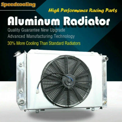 Radiador de aluminio de 3 filas + cubierta del ventilador para Ford Mustang 80-93 manual automático Foto 1 de 4